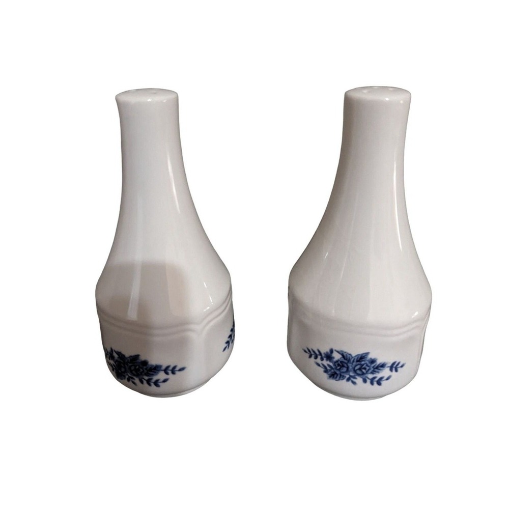 SEARS Mayhill Salt & Pepper Set Federalist Blue Flowers 5 inch Vintage Ceramic